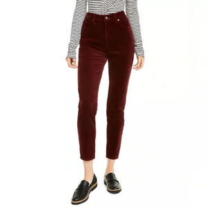 NEW OAT New York High-Rise Skinny Corduroy Pants in a rich dark chocolate brown